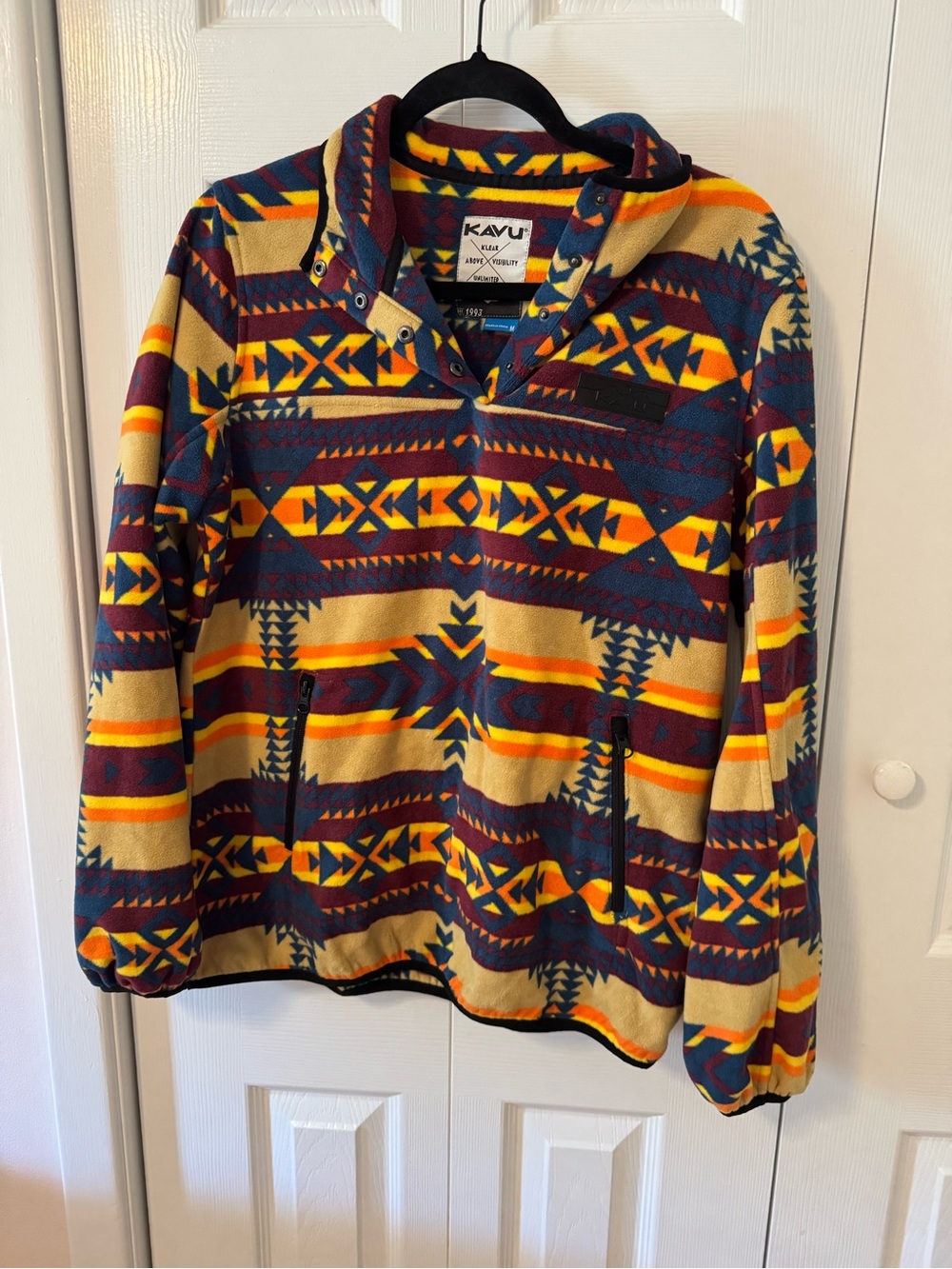 KAVU Geometric Print Fleece Pullover Jacket – Size Medium